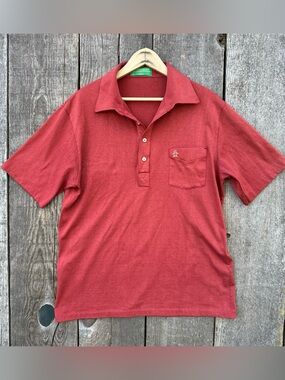 VTG 70s Munsingwear Grand Slam Penguin Polo Shirt Brick Red Green Tag Med-Large